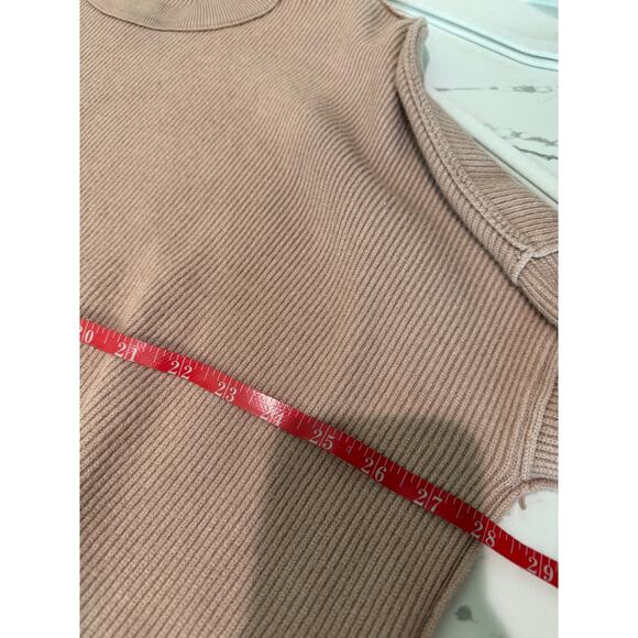 Heavy Knit Sweater Taupe Size Large Bubble Sleeve Women's Fall - Picture 7 of 8